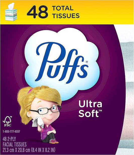 Puffs Ultra Soft Non-Lotion Facial Tissues, 1 Cube, 48 Tissues Per Box