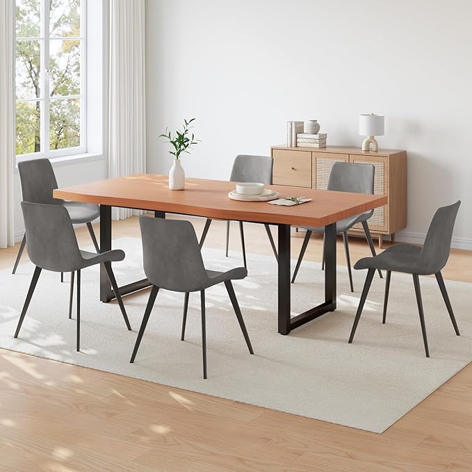 63" Wooden Dinner Table Det for 4, Modern Kitchen Table Set of 6, Thickened MDF Living Room Table for Dining Room, Kitchen, Office