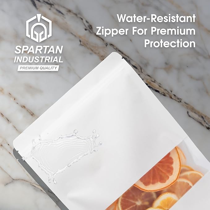 Spartan Industrial - 6" X 9" White Zip Top Food Bags - Pack of 500 Resealable Smell-Proof Pouches for Packaging Coffee, Tea, Spices, Snacks, and More