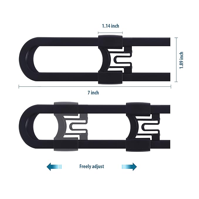 Sliding Cabinet Locks Baby Proofing – Adjustable Child Safety Latches for Knobs & Handles – 4 Pack – No Adhesive Drilling or Tools - Black