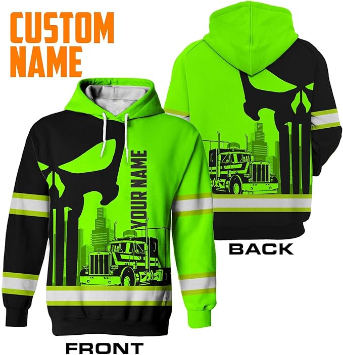 Matedecor High Visibility Hi Vis Hoodie for Men - Jobs Collection Custom Name Class 3 Reflective Safety Workwear