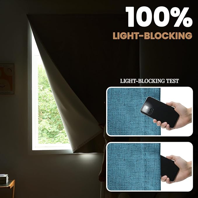100% Blackout Curtain,Adhesive Curtain,Black Out Window Cover No Drilling Travel Kit,Perfect for Media Rooms, Dormitories and Renters (Stone Blue - W35 × L60 in)