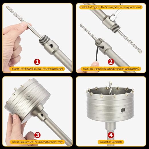 Concrete Hole Saw Kit of 20PCS & Hole Saw Set with SDS Plus & Max Shank Wall Hole Saw Drill Bit for Concrete Brick Stone Cement Wall