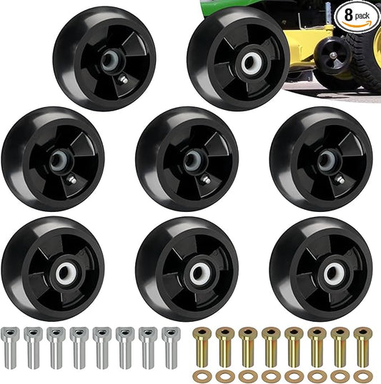 CheeMuii 8 Pack Lawn Mower Deck Gauge Wheels Kit AM125172 Mower Deck Wheels Compatible with John Deere 48", 54", 60", 62“, 72" Deck Replace for AM125172 AM124706 210-300