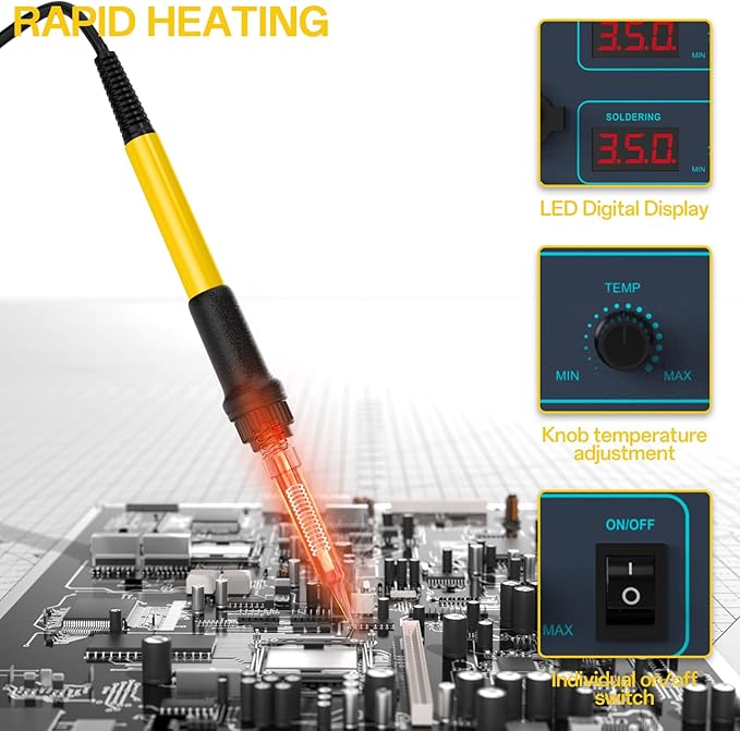 852d+ Heat Gun And Soldering Iron 2-In-1 Kit, Smd Hot Air Rework Soldering Station, Multiple Functions Electronics Kit, Led Digital Display, Knob Type Adjustable Temperature