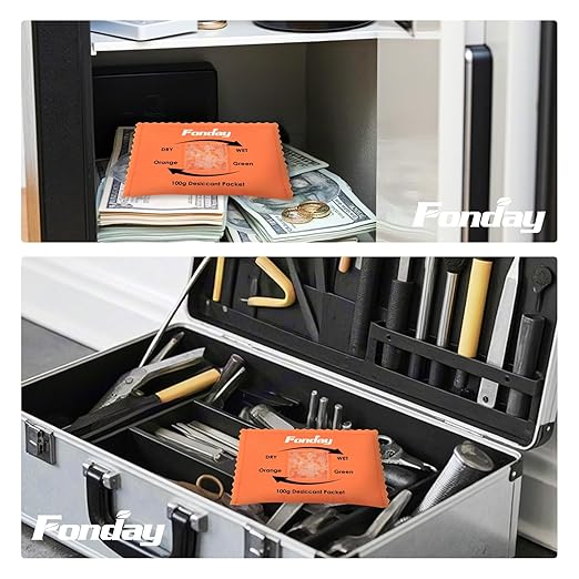 100g x 5 Packs Fonday Rechargeable Silica Gel Desiccant Packets Fast Reactivate Desiccant Bags Moisture Absorbers for Storage Bins, Suitcase, Safe, 3D Filaments, Electronics