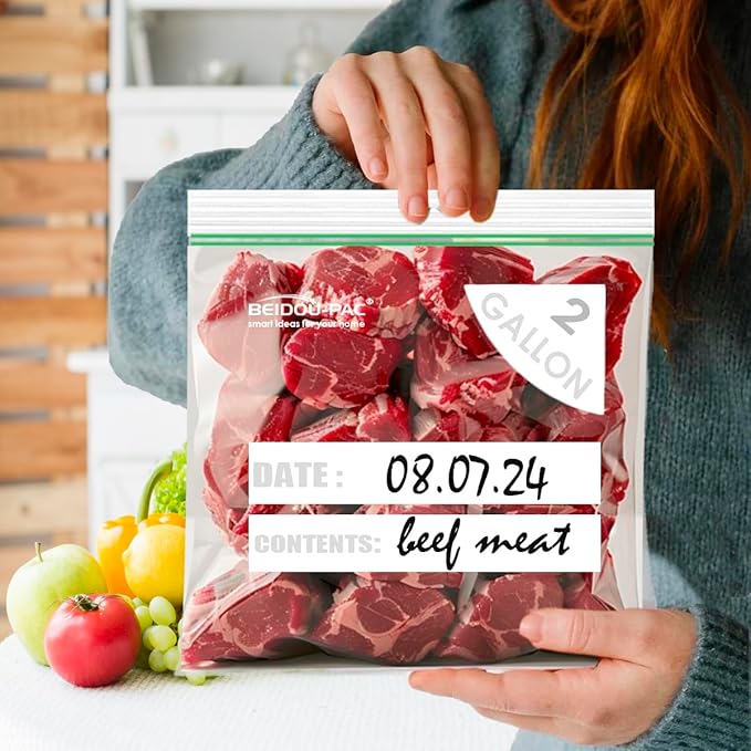 80 Count Combo Large Storage Zip Bags, 2 Gallon & 3 Gallon Resealable Variety Pack With Organizer, Reclosable Clear Assorted Size Plastic Bags