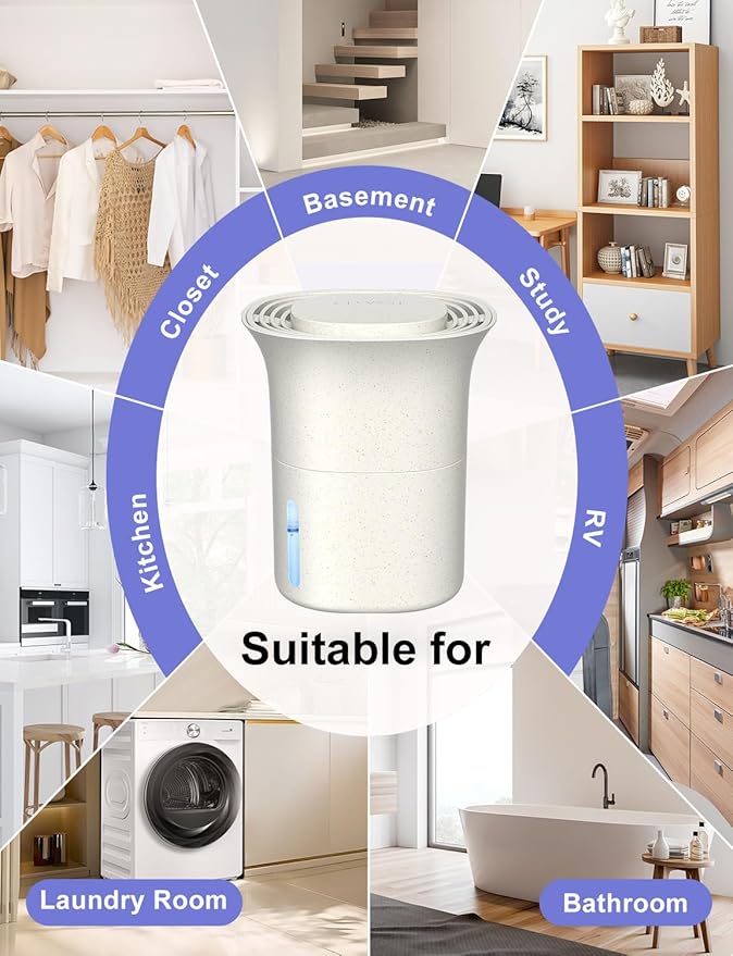 CLEVAST Refillable Moisture Absorber Bucket, 12.5 oz, 4 Pack, Refills Cups Humidity Absorbers for Closet, Reusable Dehumidifier Box Removes Moisture, Damp and Humidity for Wardrobes, Bathrooms