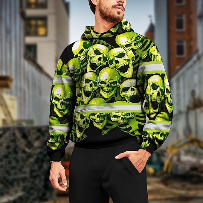 Color US Flag High Visibility Hoodie for Men Women Reflective Tapes Safety Workwear for Worker Runner Patriotic