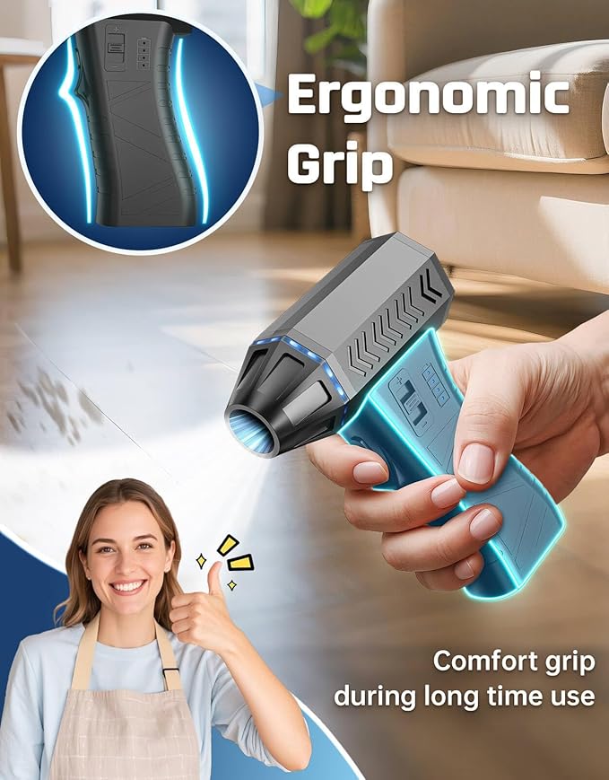 Compressed Air Duster - 300000RPM Super Power Electric Air Duster Variable Speed Compressed Air, 8000mAh Battery Fast Charging Canned Air, Mini Cordless Air Blower for Home/Keybaord/PC/Computer/Car