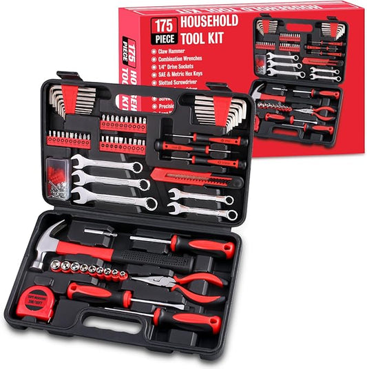 WINNER 175-Piece Multi-Purpose Automotive and Household Tool Kit in Toolbox Storage Case, Perfect for General Home and Auto Repairs, House DIY Project, Garage, Car, Travel Emergency, Housewarming Gift