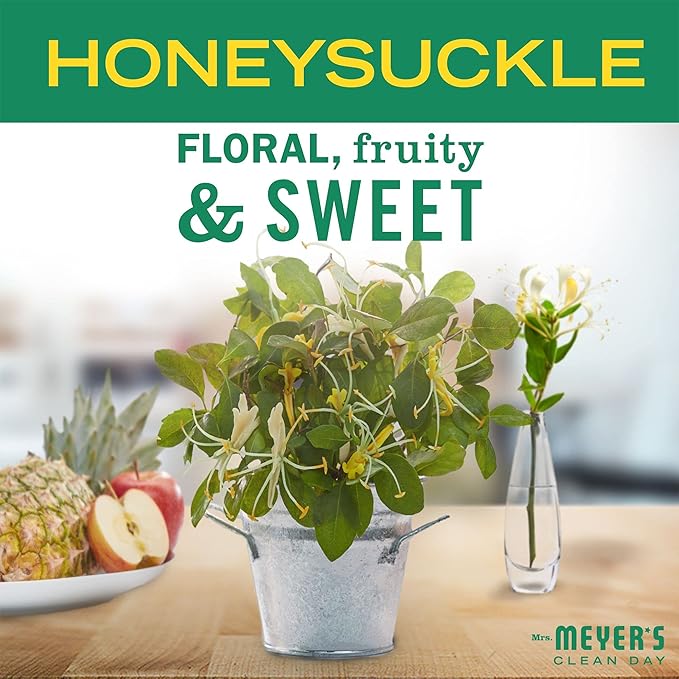 MRS. MEYER'S CLEAN DAY Liquid Dish Soap, Cruelty Free Formula, Honeysuckle Scent, 16 oz- Pack of 6