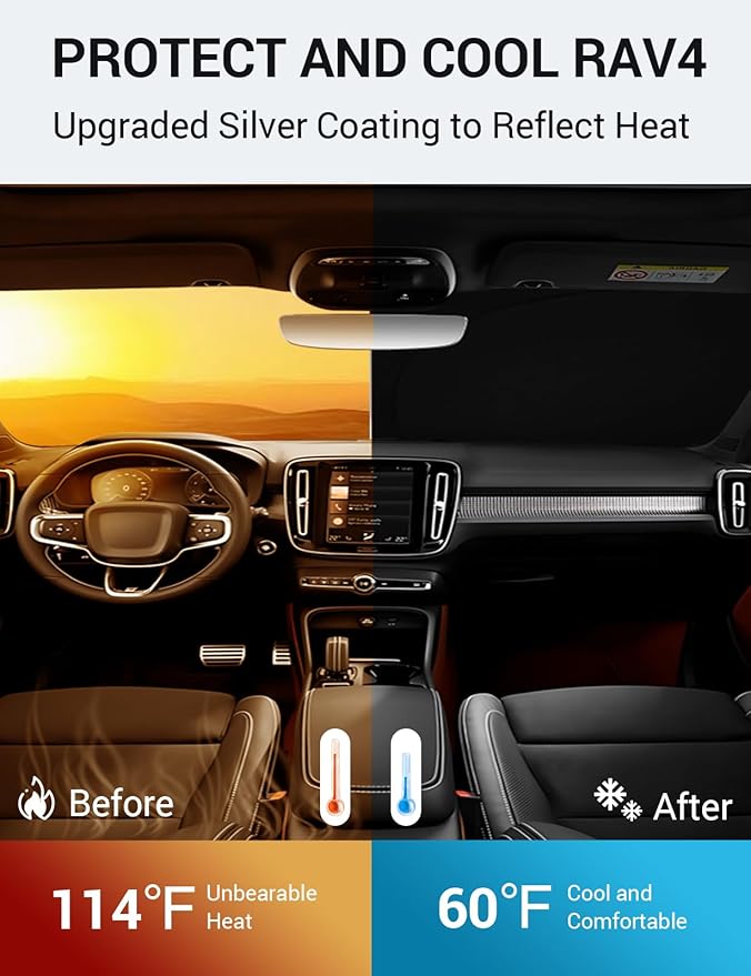 Proadsy 2025 Upgrade Windshield Sun Shade Custom Fit Volvo XC40 2019-2025 Foldable Front Sunshade Protector Sun Visor Blocks UV Rays Keep Car Cooler Accessories