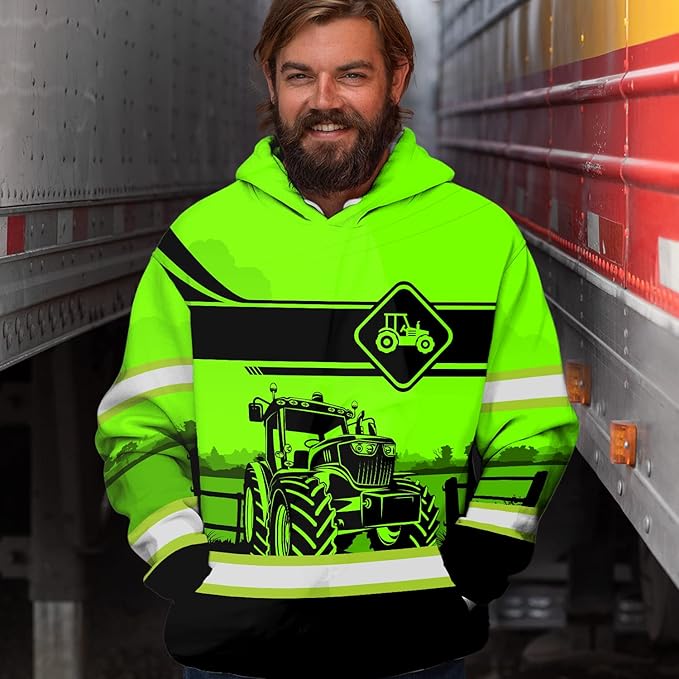 Matedecor High Visibility Hi Vis Hoodie for Men - Jobs Collection Custom Name Class 3 Reflective Safety Workwear
