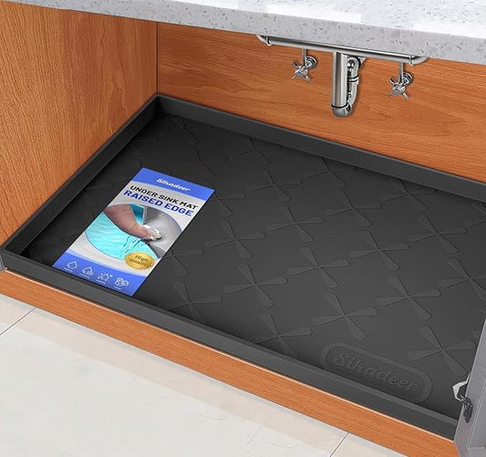 SIKADEER 40" x 19" Under Sink Mat Waterproof, Silicone Mat Kitchen Drawer Shelf and Cabinet Liner, Sink Protector for Kitchen Organizers and Storage, Boot Tray Pet Food Mats