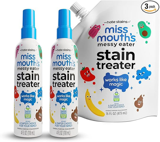 Miss Mouth's Messy Eater Stain Treater - 2 Pack Stain Remover Spray and 16oz Refill Pouch