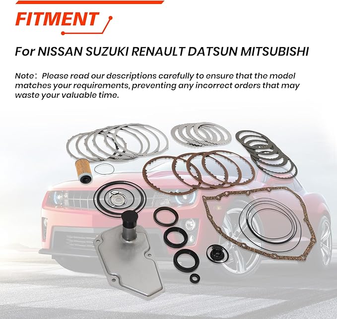 Transmission Master Rebuild Kit, Compatible with Nissan Sentra NV200 Chevrolet Spark, Automotive Replaces Part with Filter Clutch Disc JF015E RE0F11A