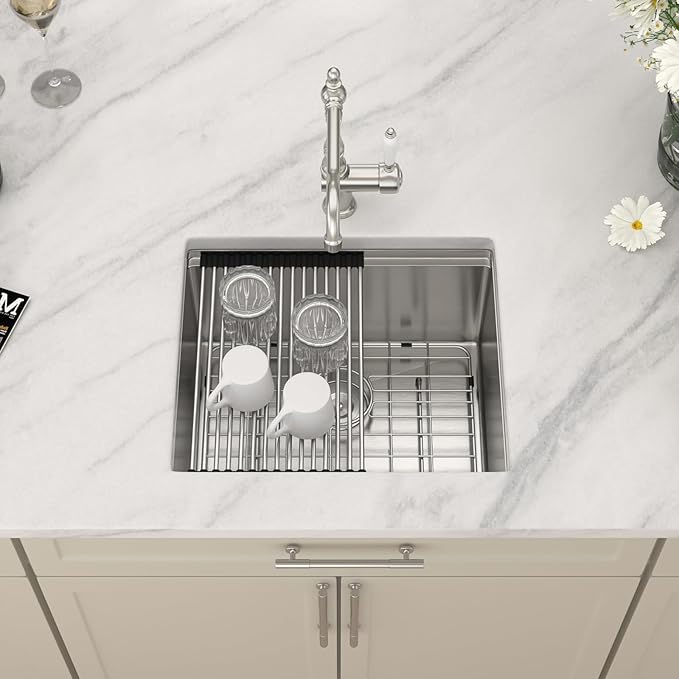 Dcolora 21 in. Undermount Wet Bar Sink Small Kitchen Sink Workstation Stainless Steel Under Counter Single Bowl 21"×18"×10",DC-U1112