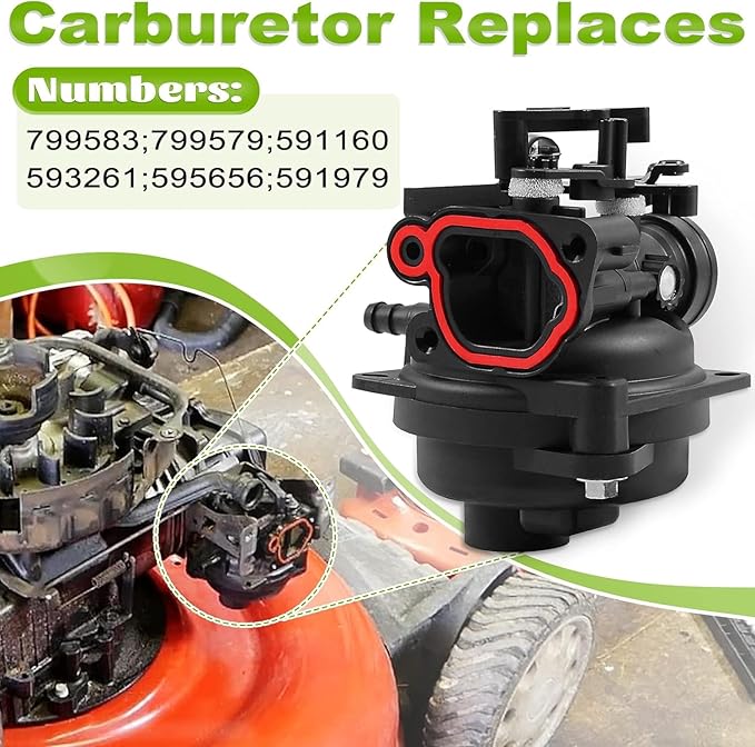 799584 Carburetor Set Replacement for Lawn Mower Carburetor 594058 596505 593261 594057 798452, Compatible with B&S Carb 550EX 725EXI 625EX 675EX 140cc 09P702, with Troy Bilt TB110 TB200 Engines