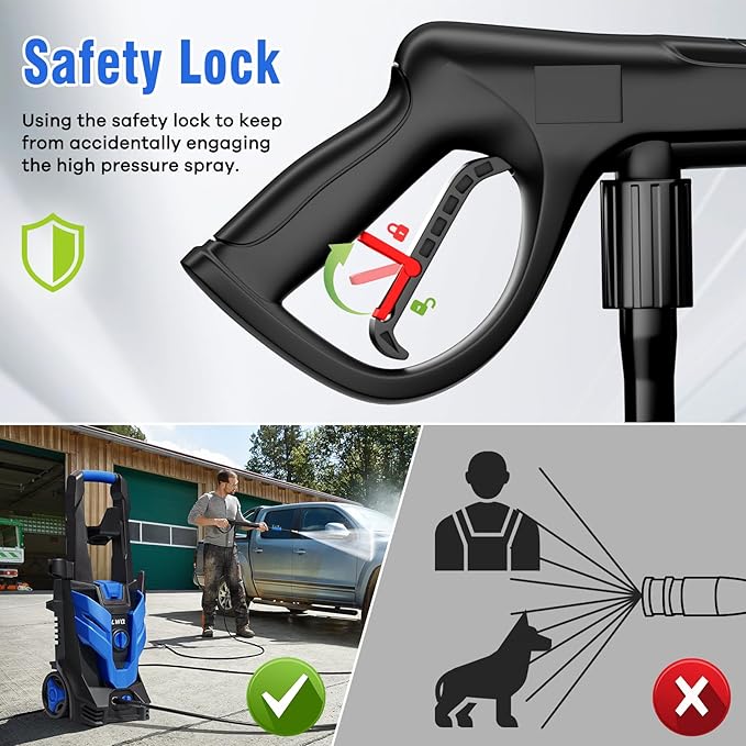 Pressure Washer, Power Washer with 4 Quick Connect Nozzles, High Pressure Cleaning Machine with Foam Cannon for Cars/Fences/Driveways/Patios/Home Cleaning, Blue