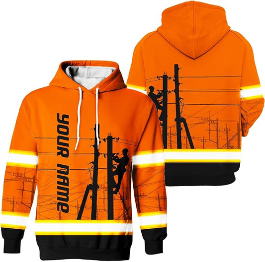 Matedecor High Visibility Hi Vis Hoodie for Men - Jobs Collection Custom Name Class 3 Reflective Safety Workwear