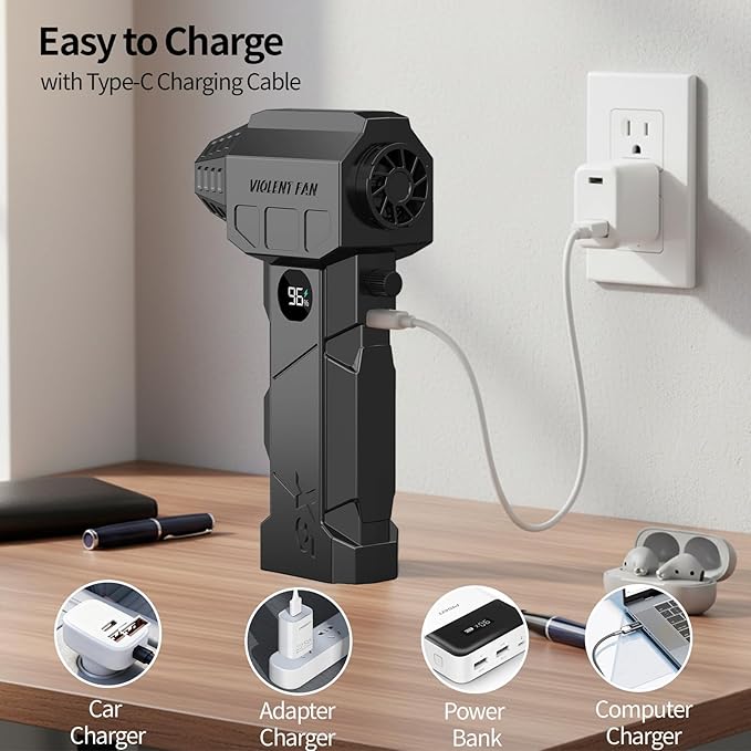 Compressed Air Duster, 180000RPM Electric Air Duster with Brushless Motor, Rechargeable Cordless Air Vacuum Blower Cleaning Kit with Display Screen and LED Light for Computer Keyboard Car and Outdoor