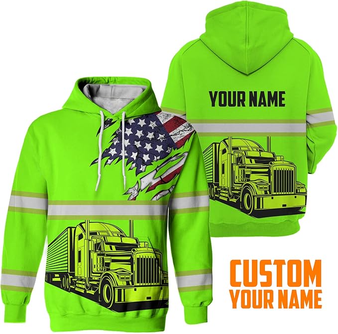 Matedecor High Visibility Hi Vis Hoodie for Men - Jobs Collection Custom Name Class 3 Reflective Safety Workwear