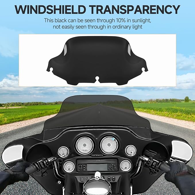 Motorcycle 8 inch Windshield Windscreen Windshield Fit For 1996-2013 Harley Davidson Touring Street Glide Electra Glide Tri Glide Flht Flhx Flhtk Flhtc Flhtcu, Black