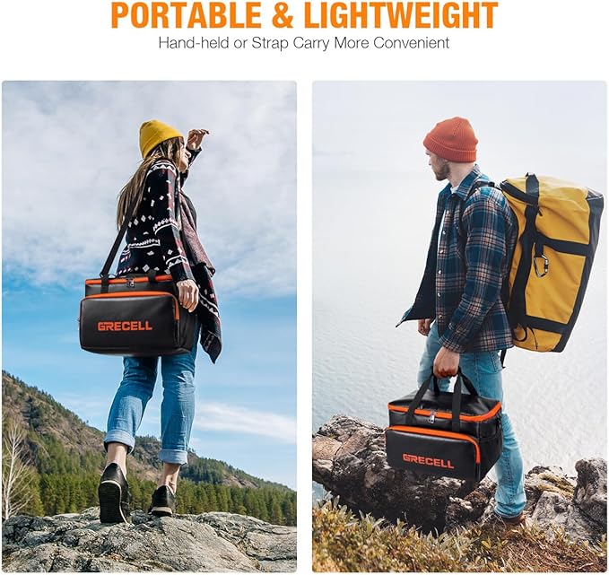 Fire-proof Carrying Case Bag Compatible with Jackery Explorer240/300/160/500/Anker521 Portable Power Station, Waterproof Camping Travel Storage Case Bag Multi-Pockets for Charging Cable and Accessory