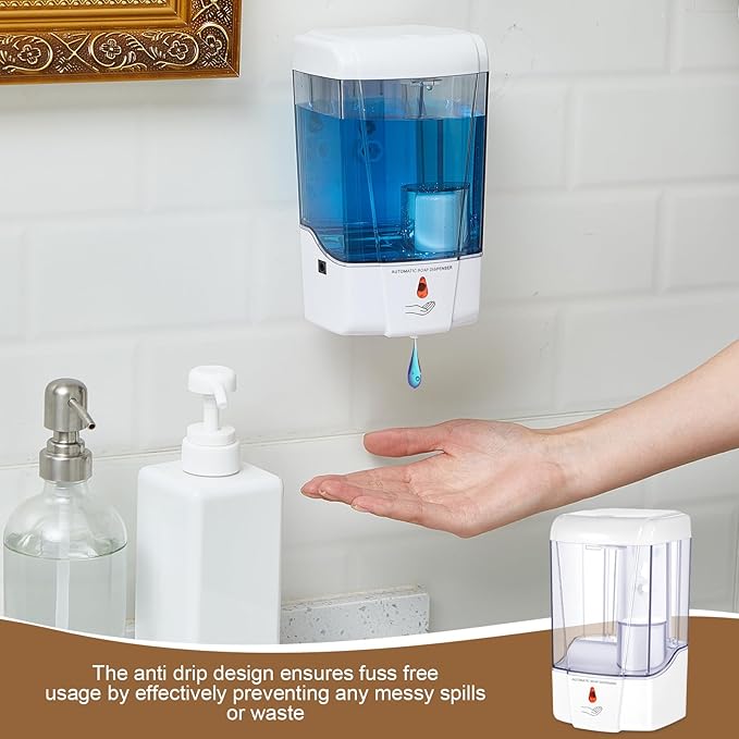Hushee 2 Pcs Automatic Soap Dispenser Sensor Hand Sanitizer Dispenser Battery Powered for Office Kitchen Hotel