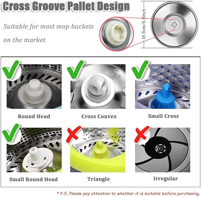 Extended Spin Mop Replacement Mop Handle, Upgraded 60-inch 360 Degrees Rotating Telescopic Replacement Mop Stick for Spin Mop Bucket Cleaning System (Stainless Steel Disc, Red)