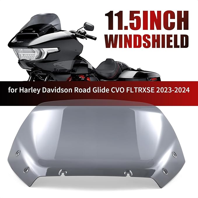 11.5" Wave Windshield Windscreen Wind Splitter Compatible for Harley CVO Road Glide FLTRXSE, CVO Road Glide ST FLTRXSTSE, Road Glide FLTRX 2024 for CVO Road Glide FLTRXSE 2023 (Dark Smoke)