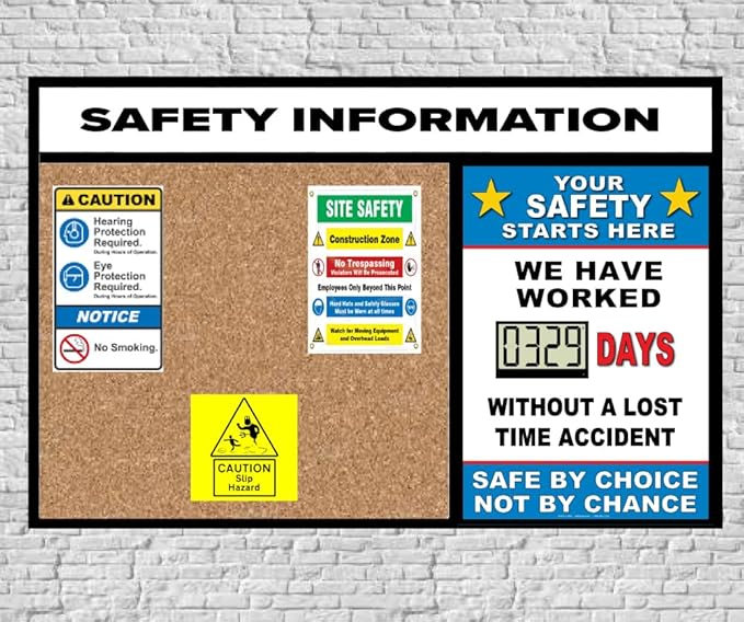 Full Size Digital Safety Scoreboard. Battery operated. 20" X 28". Your Safety Starts Here Without a Lost Time Accident Safe by Choice Not by Chance