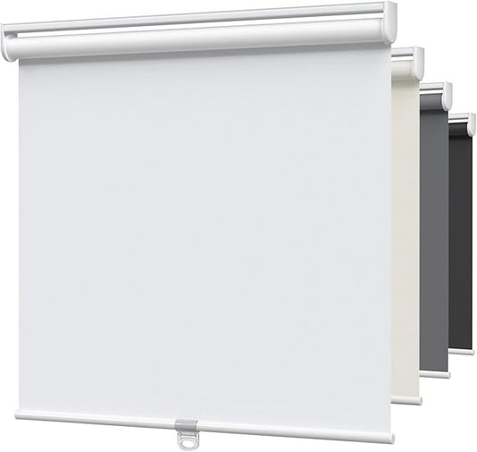 MYshade Blackout Cordless Roller Shades, Room Darkening Free-Stop Roll Up Blinds for Windows, Pull Down Blocking Blind for Home and Office, Easy to Install, 26" X 72", White