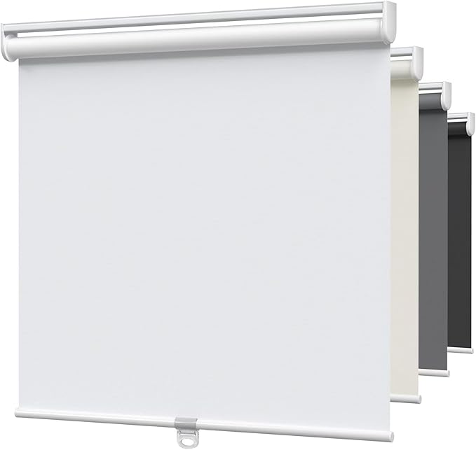 MYshade Blackout Cordless Roller Shades, Room Darkening Free-Stop Roll Up Blinds for Windows, Pull Down Blocking Blind for Home and Office, Easy to Install, 49" X 72", White