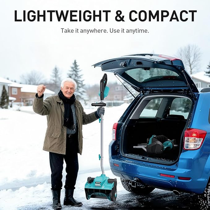 12-Inch Cordless Brushless Snow Shovel Compatible with Makita 18V Battery(Tool Only) Electric Snow Blower with 23ft Throwing Distance, Adjustable Chute, Smart Control, LED Light for Driveway, Patio