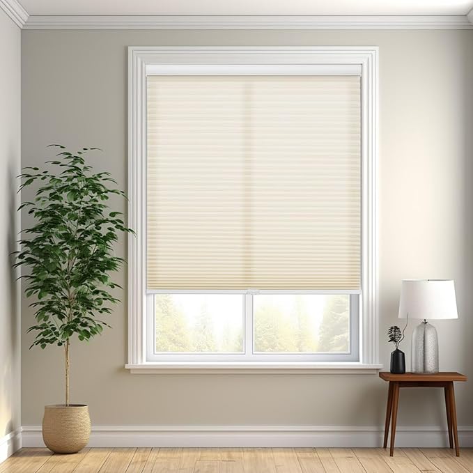 Changshade Cordless Cellular Shades, Light Filtering Honeycomb Shades for Windows, Pull Down Pleated Blinds, Easy to Install for Indoor Windows and French Doors,30" W x 50" H, Grey