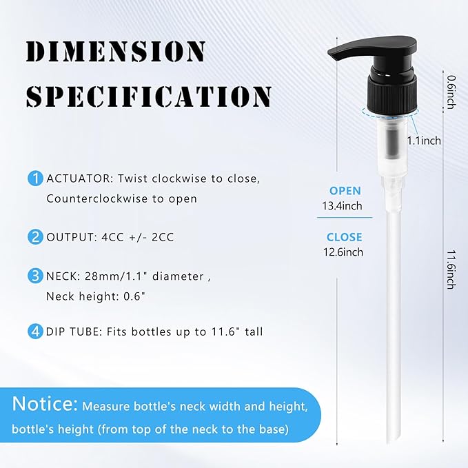 YBB Upgraded 28/410 Pump Dispenser Replacement Fits Most 1 Liter (33.8oz) Bottles for Shampoo, Lotion, Sanitizer (12 Pack)