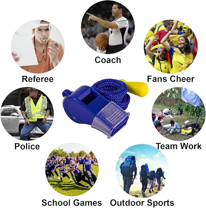 12 Pack Sport Whistles with Lanyar for Coaches, Referees and Officials, Loud Crisp Sound