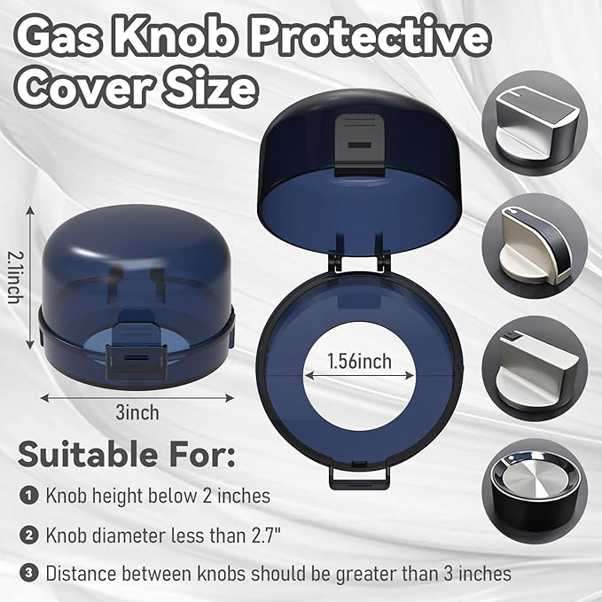 Stove knob Safety Covers for Child Upgraded Unlock Universal Size with Adult Two-Finger, Dual-Key Press Gas Stove Knob Locks Water Resistant Oil Resistant and High Temperature Resistant（6 Pack）