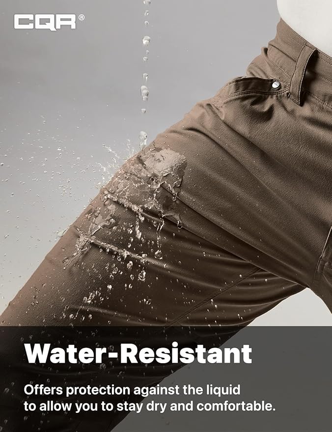 CQR Men's Vent Stretch Pants, Quick Dry Lightweight Casual Cargo Pants, Water Resistant Straight-Fit Utility Work Pants