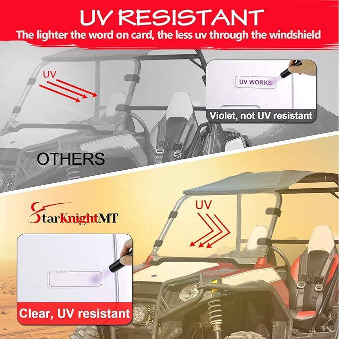 StarknightMT Scratch-Resistant UTV Front Full Windshield Compatible with Polaris RZR 800 S 800 2008-2014, 4 800 2010-2014, 900 XP 2011-2013, 4 900 2012-2014, 570 2012-2018