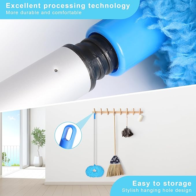 Storystore Ceiling Fan Cleaner Duster with Extension Pole, Adjustable from 13 to 84 Inches, Removable Fan Blade Cleaner (Blue-7FT)