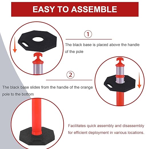 OrangeStar 42" Traffic Delineator Posts, 6 Pcs Orange Delineator Cones with Heavy Duty Rubber Base for Road Safety, Parking Lots