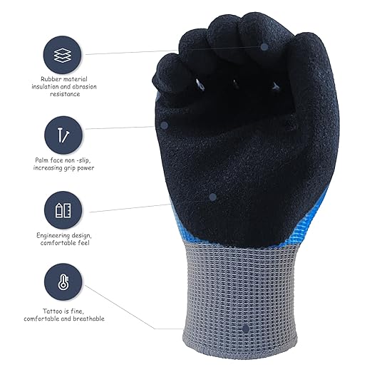 2 Pairs Insulated Electrician Gloves 1000V Voltage Resistant Flame Retardant Work Gloves, Electrical Rubber Non-slip Texture Design for Electricians Prevent Shock
