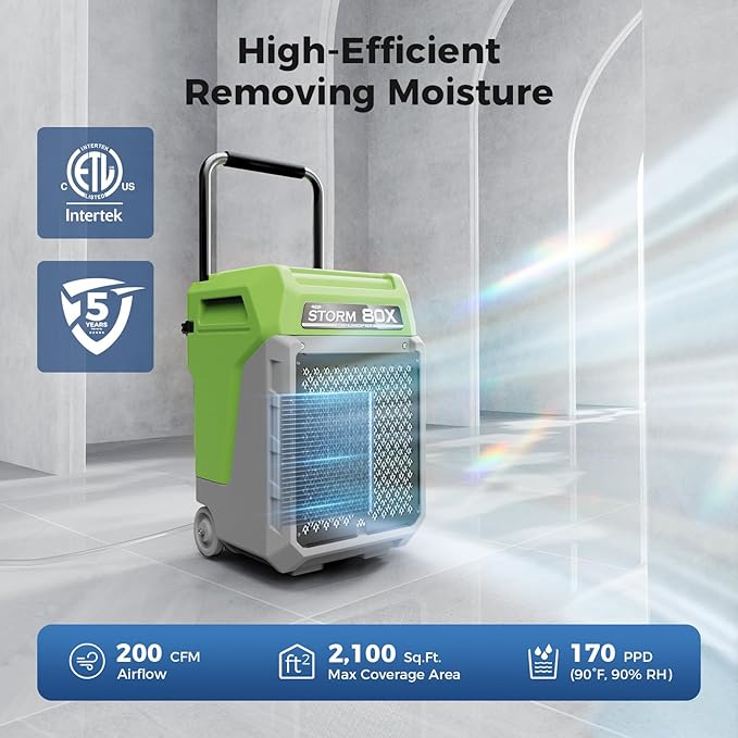 ALORAIR 170 Pints LGR Commercial Dehumidifier with Pump & Drain Hose, Fit for 2,100 Sq.Ft, Portable Industrial Dehumidifiers with Wheels for Water Damage Restore, Basement, Garage, 5 Years Warranty