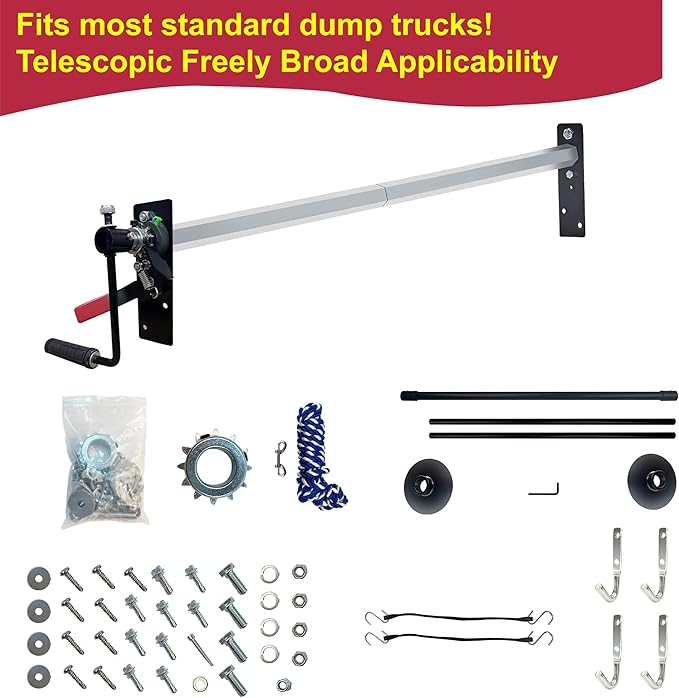 Heavy-Duty Dump Truck Tarp Kit, with Rear Anti-Sail Bow Set(No Tarp) (DTR-RollerSet)