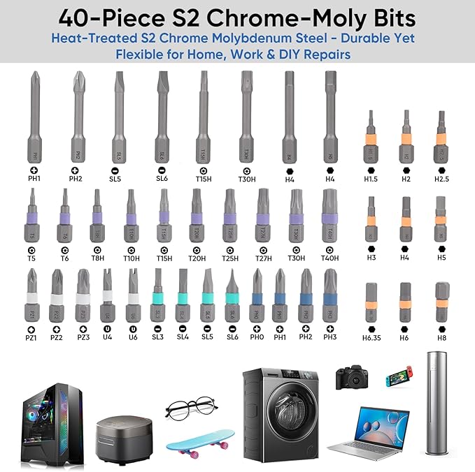 Magnetic Ratchet Screwdriver Set - 42 in 1 Multifunction Mini Ratcheting Screwdriver Kit with Detachable Handle & Portable Case for DIY Repair, Furniture, Bicycle, Electronics (Orange)