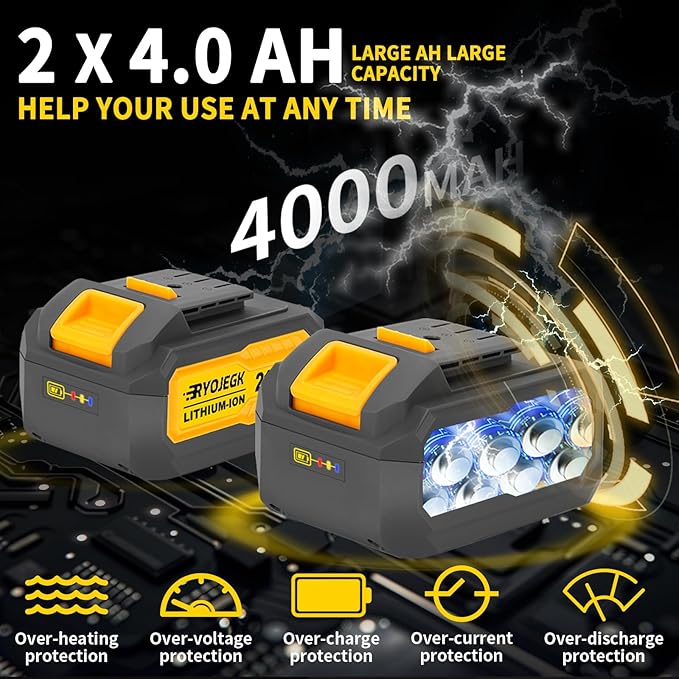 922FT-lbs Cordless Impact Wrench,1250N. m Brushless 1/2" Impact Gun with 2 x 4.0Ah Battery,21V High Torque Impact Driver with 5 Sockets,Pistola De Impacto for Truck RV Car Heavy Construction