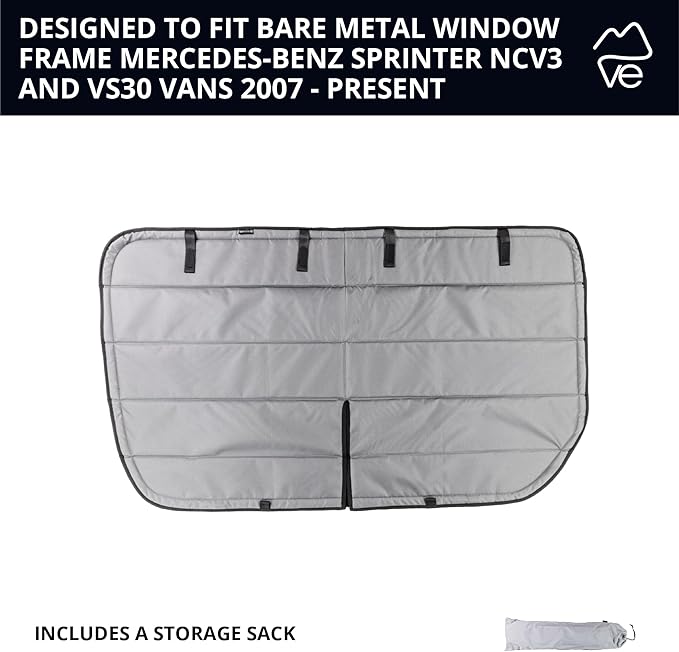 VanEssential Insulated Magnetic Blackout Window Cover Designed for Mercedes-Benz NCV3 & VS30 Sliding Door with Bare Metal Frame ONLY (Van Years 2007 to Current Year) - Cool Gray